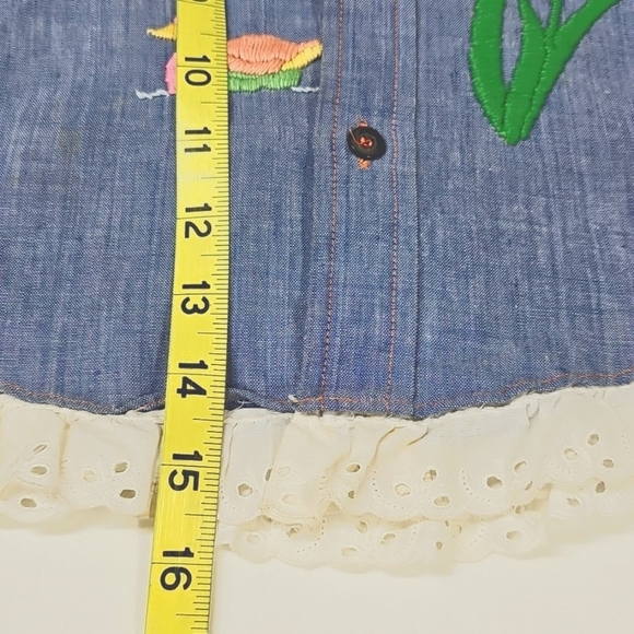 Vtg Crewel Art Denim Western Style Shirt with Lace Trim *Flawed* - Picture 15 of 15